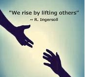 Silhouetted hands reaching out with an inspirational quote about helping others.